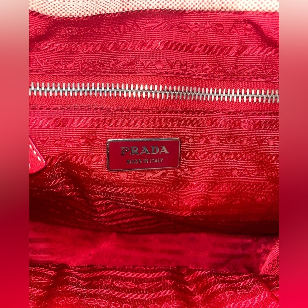 Prada Authentic Canvas Tote with Red Leather Trim - Picture 4 of 9